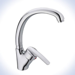 Monomando Fregadera Caño Alto Cromo Maneta MateRef-903